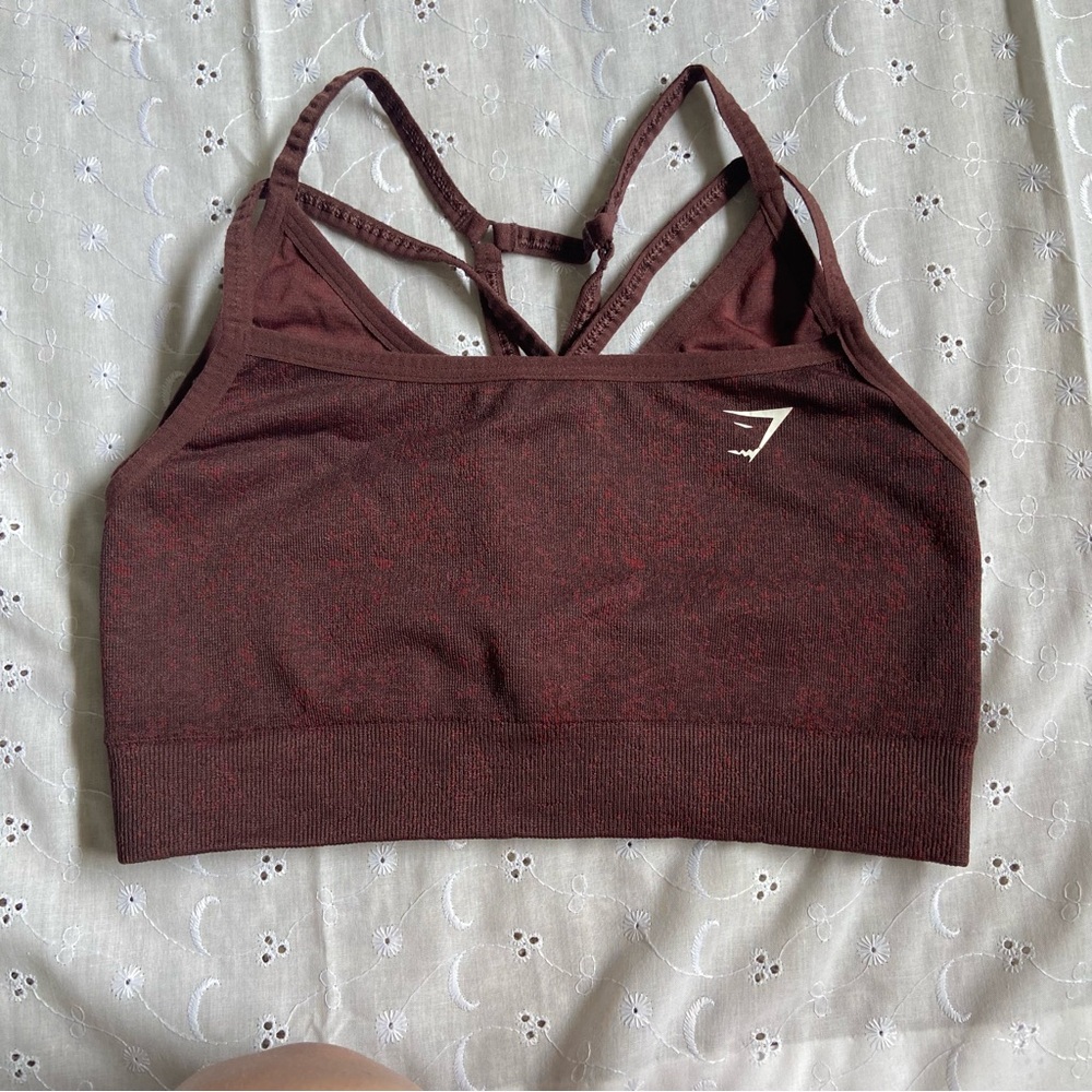 Adapt fleck chocolate Brown Gymshark sports bra and pocket shorts set